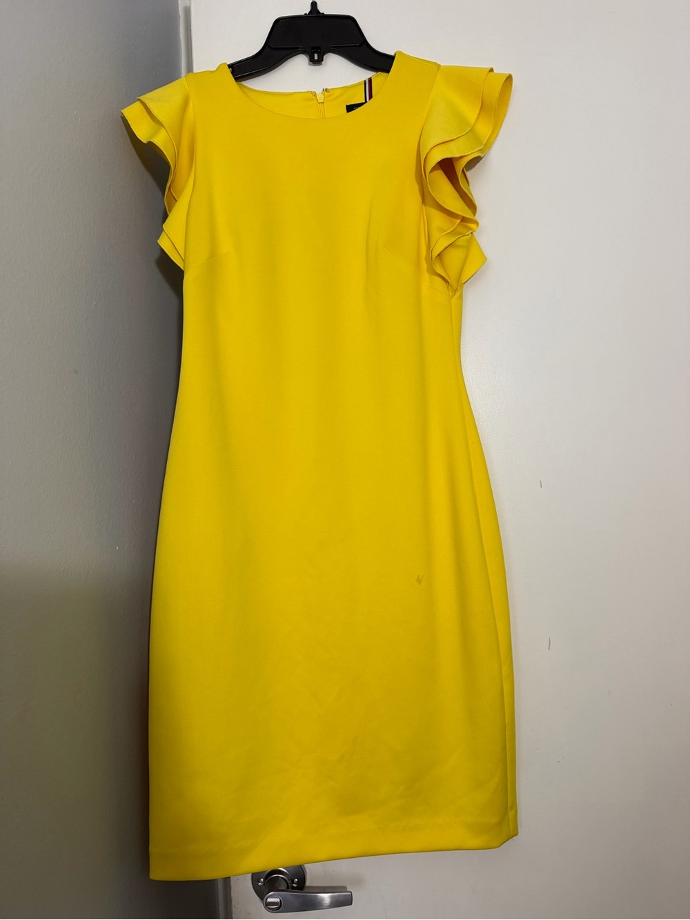 Tommy Hilfiger Yellow Ruffle Sleeve Sheath Dress